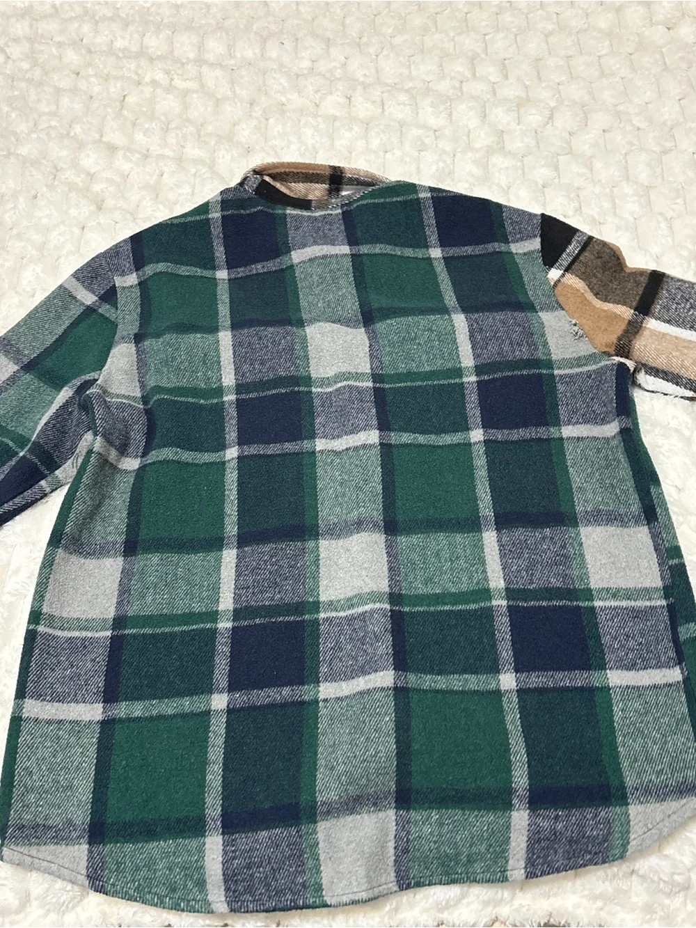 Men's Plaid Flannel Shirt Jacket - Green & Tan